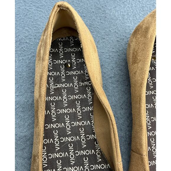 Vionic Cameron Brown Tan Suede Jeweled Orthaheel Slip On Ballet Flat Women 6.5 - Picture 10 of 11